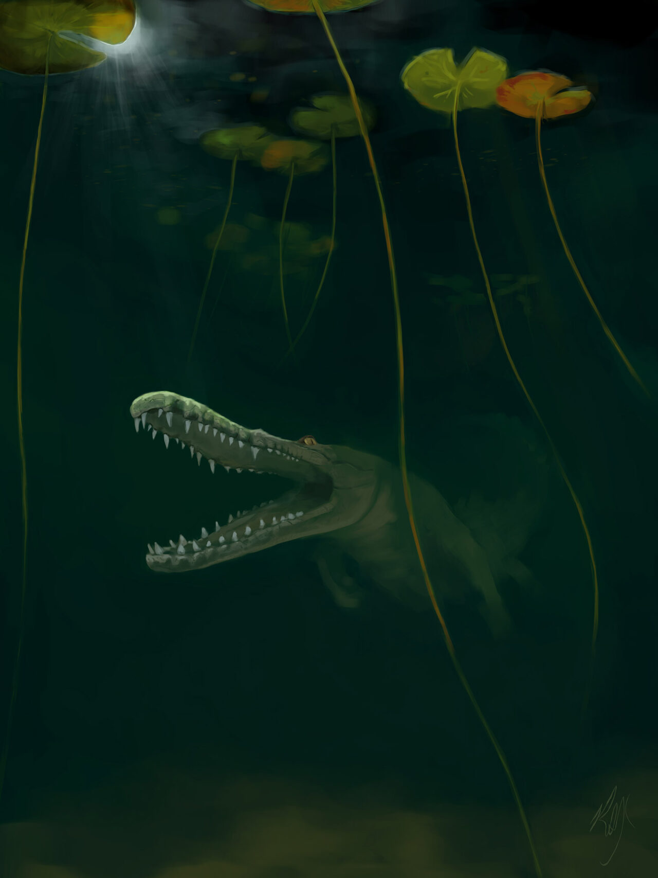 Bayou Alligator in Murky Water by Roxane Lapa