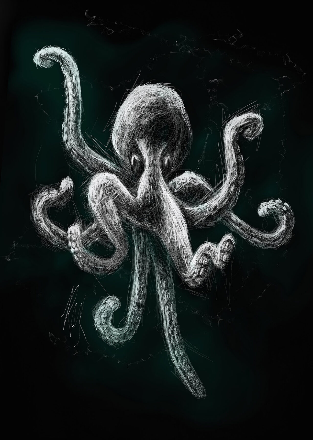 Black Ocean Octopus by Roxane Lapa